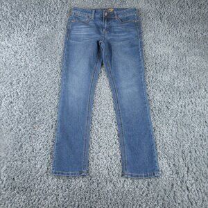 Women's blue straight-leg slim-fit jeans